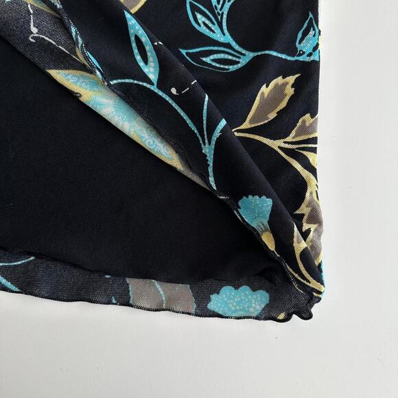 Vintage y2k black blue floral midi skirt - Picture 5 of 12